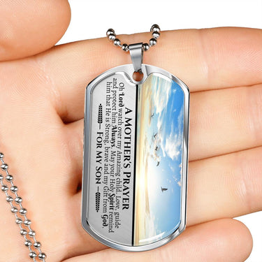 Mother's Prayer Son (Love Mom) Dog Tag Necklace - Love You This Much